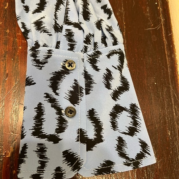 A.L.C. Marcella Silk Zip Front Blue Leopard Print Dress - Picture 6 of 10